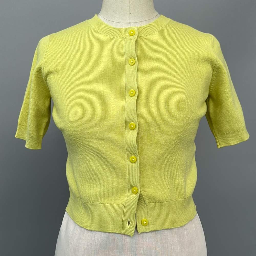 Zara. Small, size 0-2. Super cute short sleeve button up mini sweater.